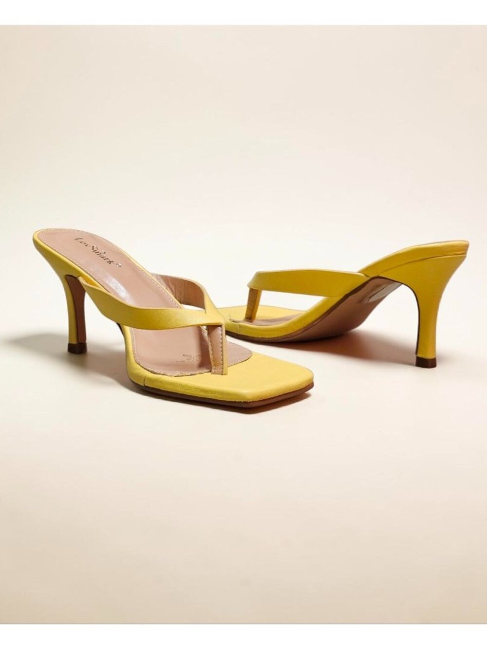 Yellow Square-Toe High-Heel Sandals With Strap Design For Women - Picture 10 of 14